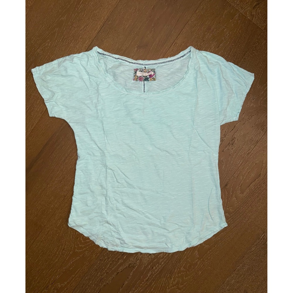 Pure + Good Anthropologie Mint Green Slub Knit Scoop Neck Tee Shirt Womens Med
